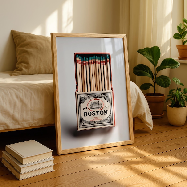 Boston Matchbox Vintage Art Print: Custom Matchbook Design (digital ...