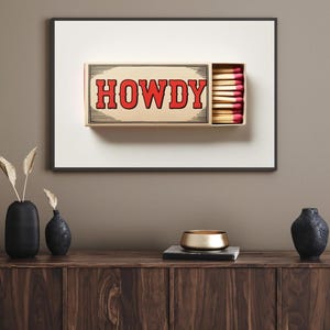 Howdy Typography Art Print, Western Decor, Southwestern Wall Art, Modern Design Poster, Southern Home Art, Type Design, Ranch Wall Decor