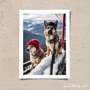 Digital Download-Apres Wall Art, Snowboard Print, Ski Poster, Luxury Lifestyle Photography, High Society, Happy Dogs Snow, Slim Gray Winter