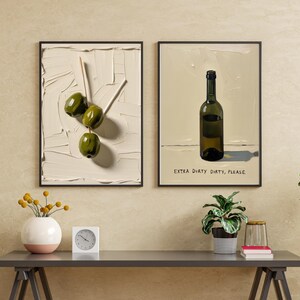 Wydruk oliwki koktajlowe, plakat Martini, menu koktajlowe, minimalistyczna sztuka ścienna, plakat z alkoholem, rysowane ręcznie, drinki do baru kuchennego, pobieranie cyfrowe