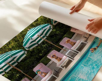 Palm Springs Dogs Pool Art Print, luxe lifestylefotografie (digitale download)