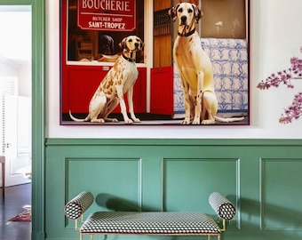 Saint-Tropez Boucherie Dogs Poster, Retro French Art (Digital Download)