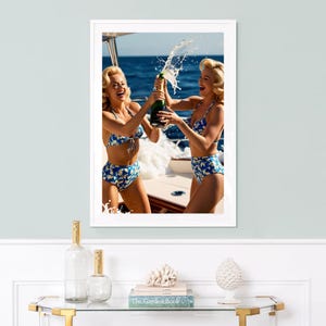 Plakat szampana, sztuka wykresu słupkowego, wydruk Miami Beach, La Dolce Vita, styl Aarona, plakat Lauren, wydruk szampana, zdjęcie szare, pobieranie cyfrowe