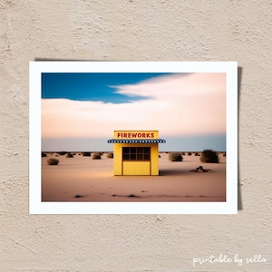 Desert Firework Shop Art Print, Retro Vintage Southwest Decor, Boho Western Wall Art, Roadside Remains, Printable Wall Art, Desert Landscape