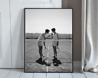 Vintage Tennis Court Print: Black and White Retro Sport Photography (Digital Download)