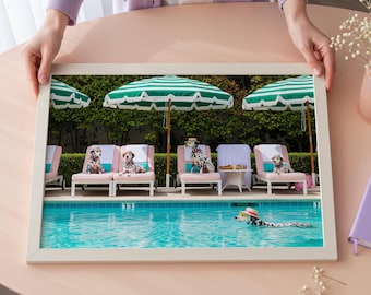 Palm Springs Dogs Pool Art Print, luxe lifestylefotografie (digitale download)
