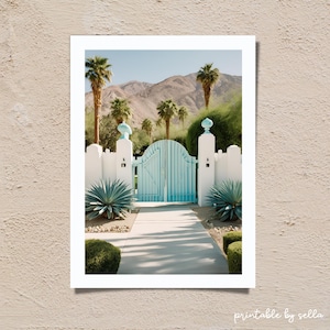Retro Pastel Palm Springs Art Print, Mid-Century Modern Architecture Wall Art, Retro Palm Springs California Poster, Mid-century Decor