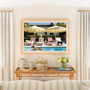 Palm Springs Dogs Pool Art Print, Luxury Lifestyle (Digital Download)