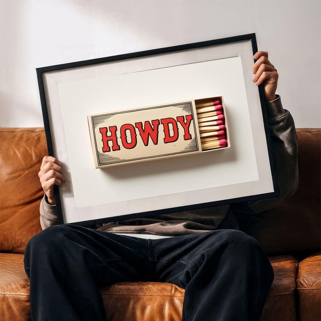 HOWDY Matchbox Print | Western Minimalist Wall Art | Digital Download ...