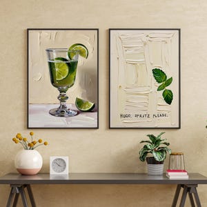 Affiche cocktail Hugo Spritz, carte de recette, impression numérique d'art mural cocktail, boisson exclusive alcoolisée pour l'été, décoration de cuisine, chariot de bar à imprimer
