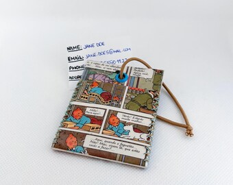 Tintin Tag & go! - handgemaakte bagagelabel van gerecyclede tetrapakverpakkingen