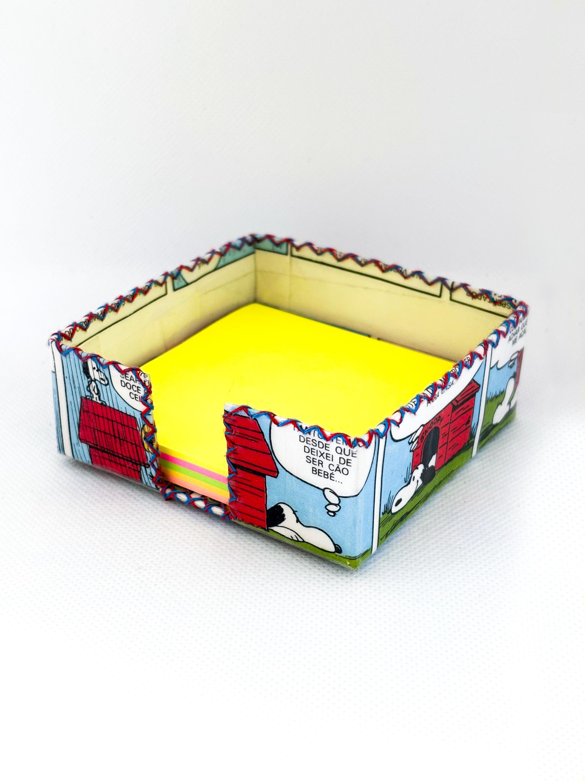 Snoopy Post-it Note Box – Handmade Recycled Comic Desk Organizer - Etsy