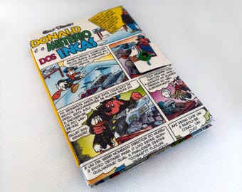 Handgemaakte Donald Duck strip-paspoorthoes: Gerecyclede Tetra Pak Eco Gift