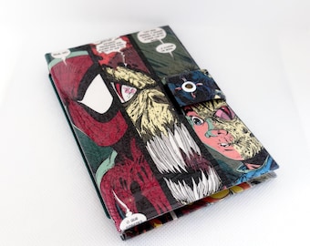 Spiderman stripboek paspoorthoes: handgemaakt, gerecycled Tetra Pak ecologisch cadeau