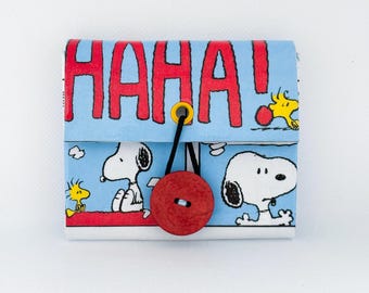 Snoopy & Peanuts comic book wallet: Handmade Recycled Tetra Pak Card Holder