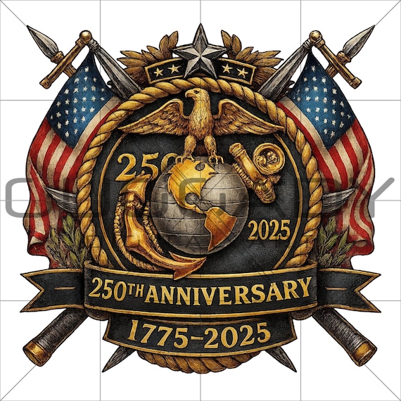250th Marine Corps Birthday 米海兵隊誕生記念プレート USMC 250th Anniversary PNG, 1775-2025 Marine Corps Birthday 2025
