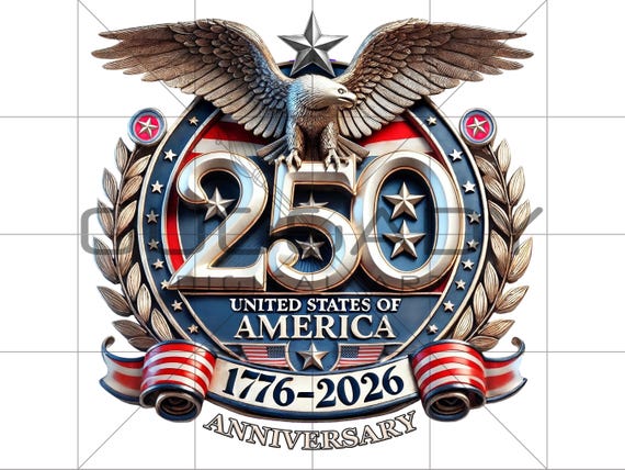 USA 250th Anniversary PNG, 1776-2026, America 250 Emblem, Semiquincentennial, 4th of July PNG