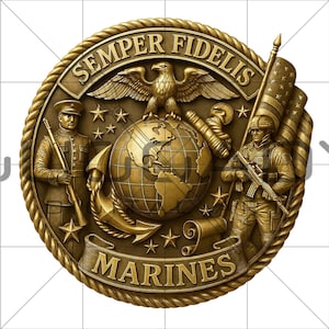 Semper Fidelis PNG, compleanno del Corpo dei Marines degli Stati Uniti, regalo per il Giorno dei Veterani, ancora con globo aquila