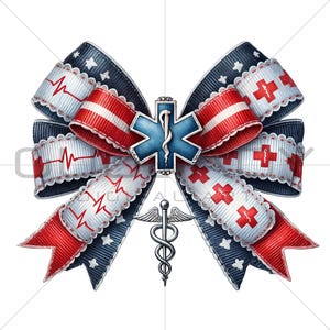 EMT Bogen PNG | Papageien medizinische Clipart | Sanitäter Stern des Lebens Sublimation | Rot Weiß Blau Nurse Caduceus Design