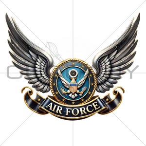 US Air Force PNG | Military Wings Crest Digital Download | Patriotic Veteran Sublimation Design | Printable Badge Clipart for Shirts, Mugs