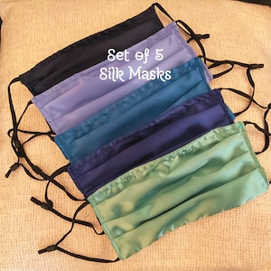 5 Set Silk Mask Silk Washable Mask Silk Facemask Breathable Mask Silk Masks Soft Mask Silk Mask Gifts Masks Silk Face Mask Silk Facemask