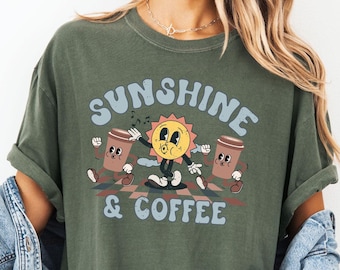 Camisa de café retro Sunshine, camisa de café y sol, camisa de café divertida, camisa de café de tendencia, camisa amante del café, camisa de chica bestseller