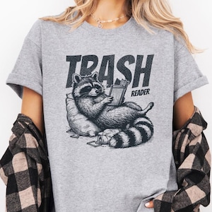 Raccoon Trash Reader Shirt, Dark Academia Book Lover Tee, Raccoon Trash Panda Shirt, Vintage Aesthetic Reader Gift, Library Bookworm Tee