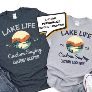 Shirt Lake Life, shirts familiereünie, gepersonaliseerde vakantie T-shirts, leuke familiebijeenkomst shirts, aangepaste reis shirts, Lake Trip shirts