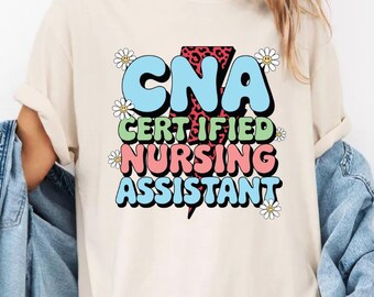 Koszulka Comfort Colors® Retro Best CNA, koszulka Certified Nursing Assistant, prezent dla pielęgniarki, najlepszy prezent CNA, koszulka pracownika służby zdrowia