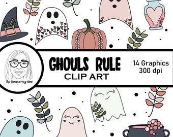Ghouls Rule Clipart Images | Cute Halloween | Ghosts | Commercial Use