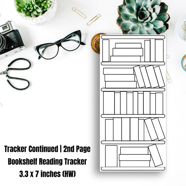 Tracker Continued | Blank Bookshelf Reading Tracker | Hobonichi/PP Weeks | Digital Reading Trackers | 3.3 x 7 inches