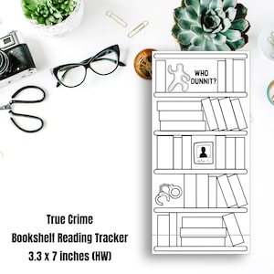 Rastreador de crímenes reales / Rastreador de lectura de estantería en blanco / Semanas Hobonichi/PP / Rastreadores de lectura digitales / 3.3 x 7 pulgadas