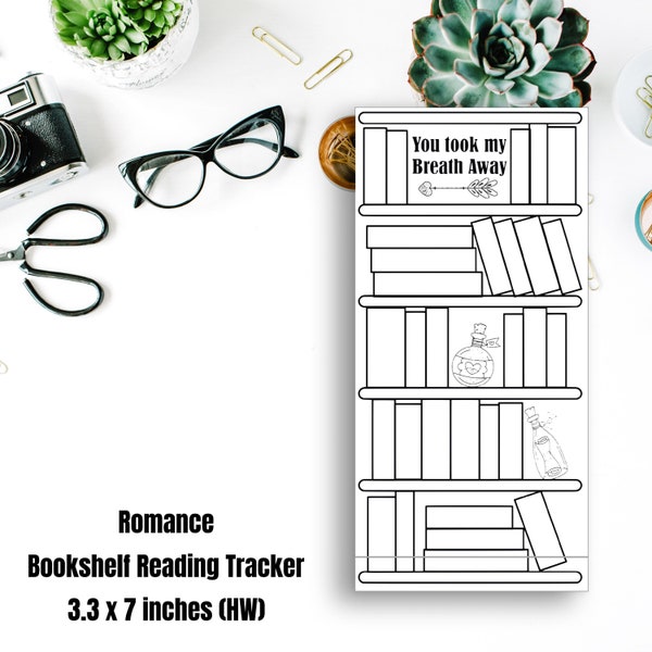 Romance Tracker | | Spicy Tracker| Blank Bookshelf Reading Tracker | Hobonichi/PP Weeks | Digital Reading Trackers | 3.3 x 7 inches