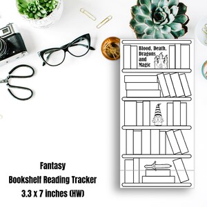 Rastreador de fantasía / Rastreador de lectura de estantería en blanco / Semanas Hobonichi/PP / Rastreadores de lectura digitales / 3.3 x 7 pulgadas