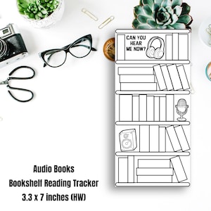 Rastreador de audiolibros / Rastreador de lectura de estantería en blanco / Semanas Hobonichi/PP / Rastreadores de lectura digitales / 3,3 x 7 pulgadas