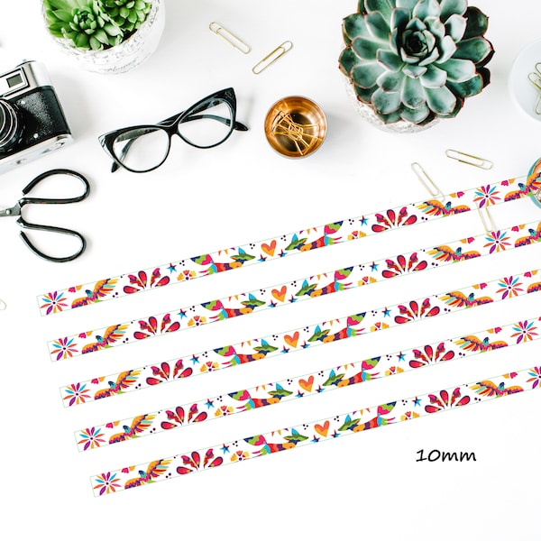 Otomi Inspired Washi Tape | 10mm | Colorful Latinx textile | Paper Tape | Scrapbook | Cardmaking | Giftwrapping