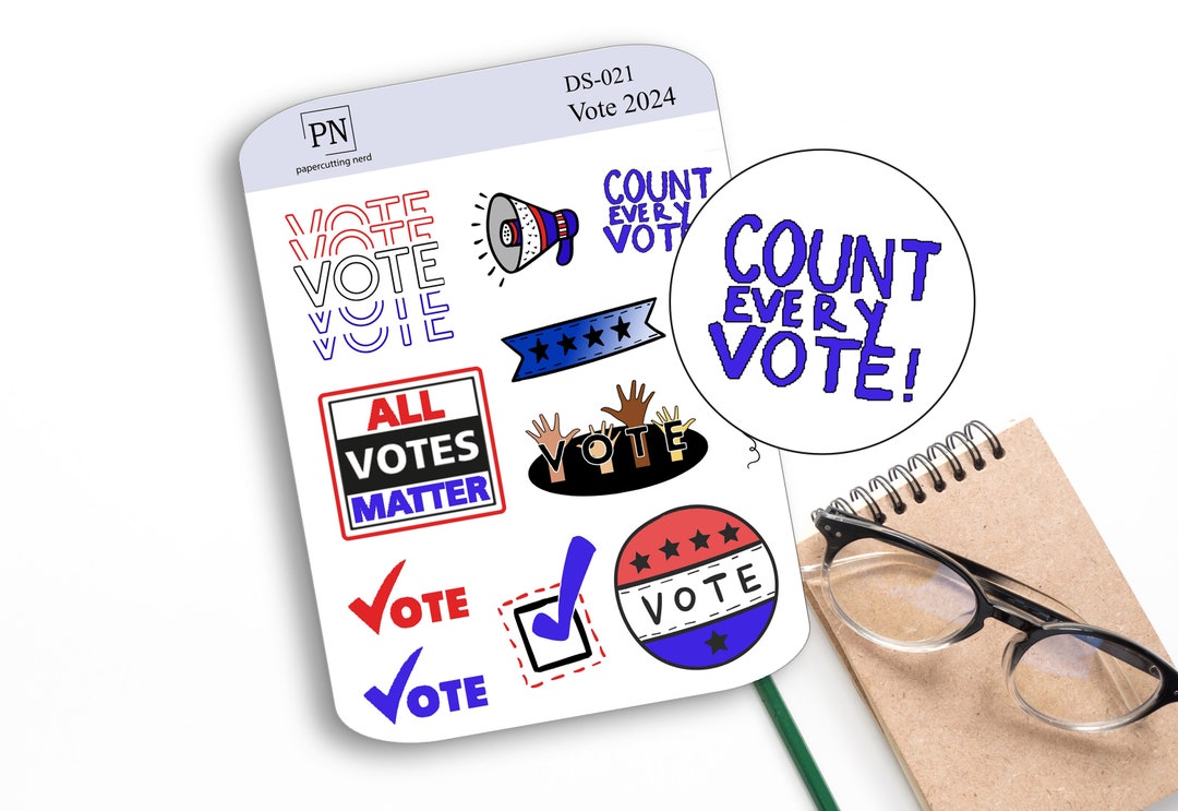 Vote Sticker Drawing DS-021 | Vote 2024 Sticker Sheet | GOTV | Make Your Voice Count | All ...