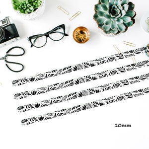 Ruban Washi blanc noir | 10mm | Branches d'hiver | Bande de papier | Album | Fabrication de cartes | Emballage cadeau