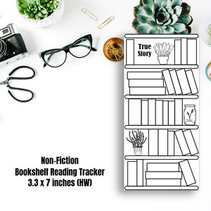 Rastreador de lectura de libros de no ficción / Rastreador de lectura de estantería en blanco / Semanas Hobonichi/PP / Rastreadores de lectura digitales / 3.3 x 7 pulgadas