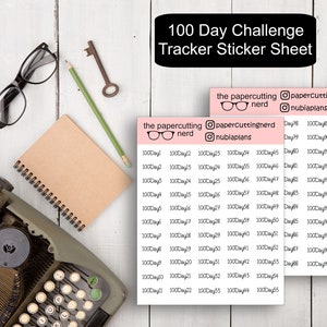 TS-002 | 100 Tage Challenge Tracker Sticker Bogen