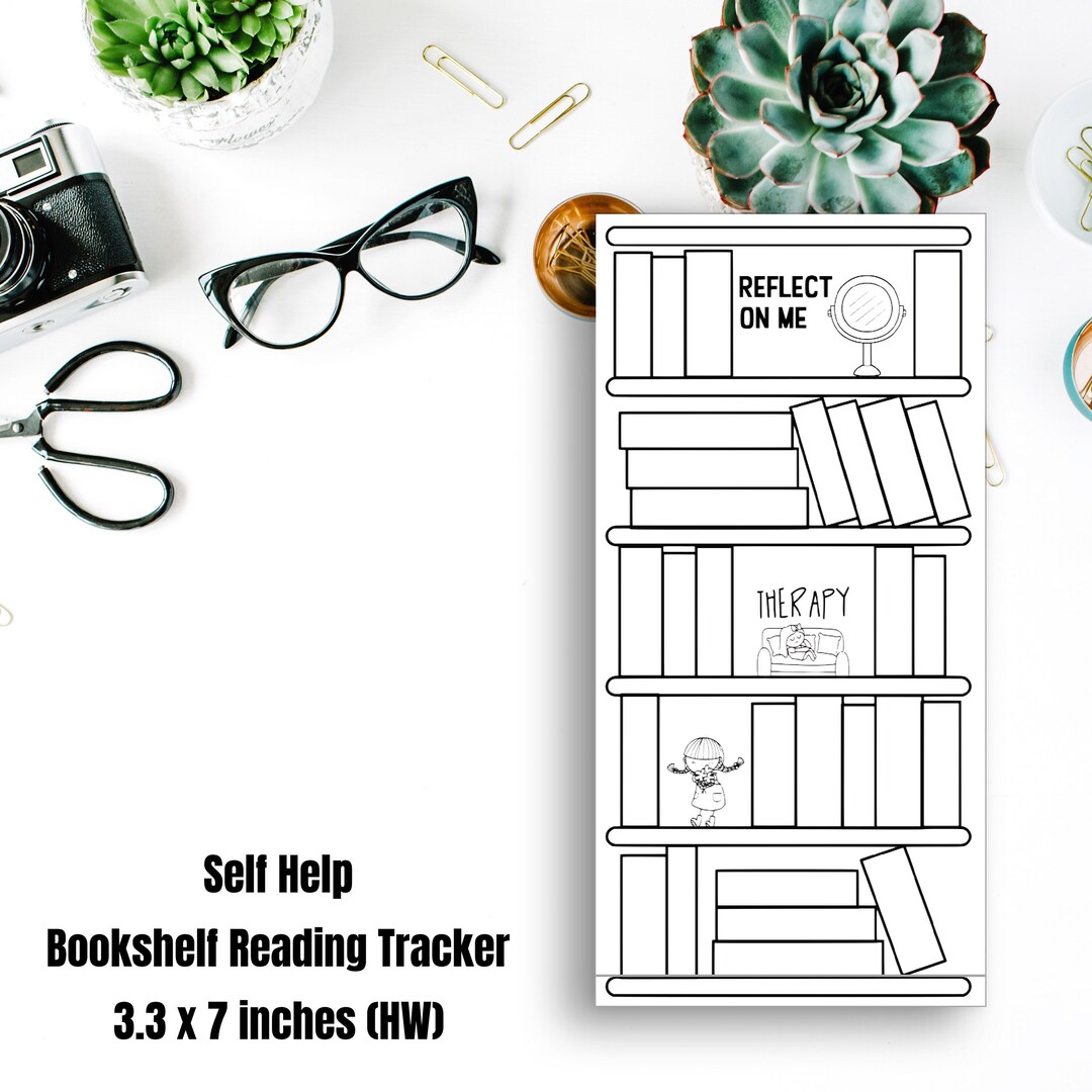 Shelp Help Tracker Self Help Tracker | Blank Bookshelf Reading Tracker | Hobonichi/pp ...
