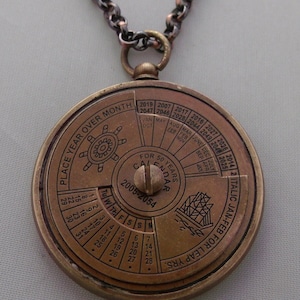 Time piece Brass Nautical 50 Year Calendar Pendant Ship image 2