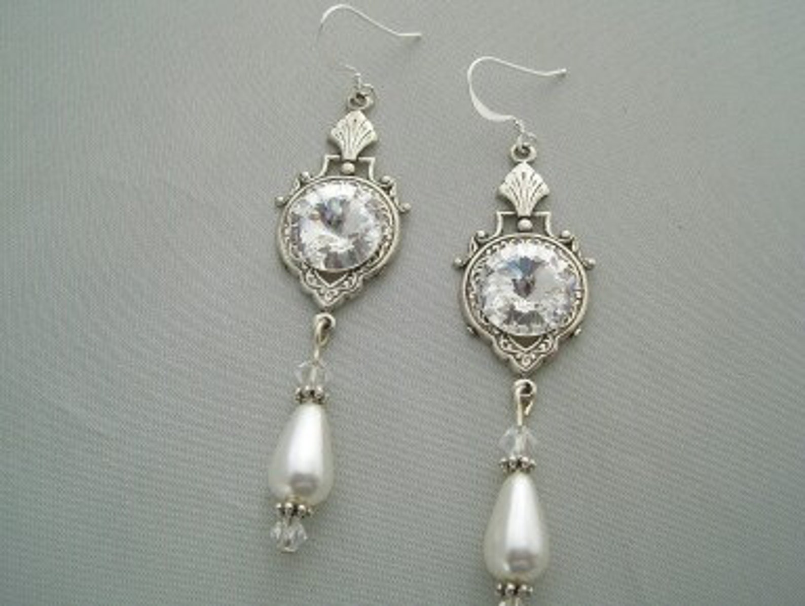 Crystal Floral Chandelier Earrings in Silver