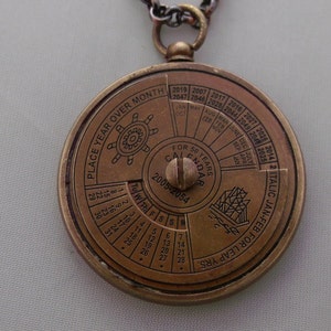 Time piece Brass Nautical 50 Year Calendar Pendant Ship image 1