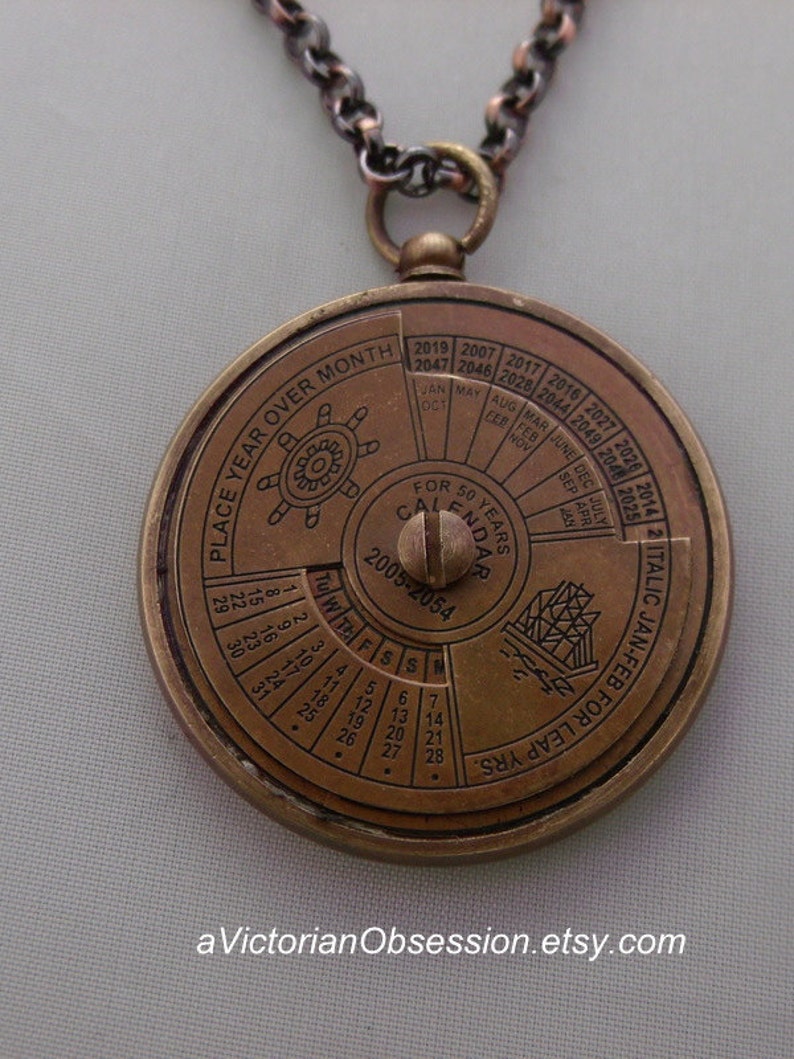 Time piece Brass Nautical 50 Year Calendar Pendant Ship image 1