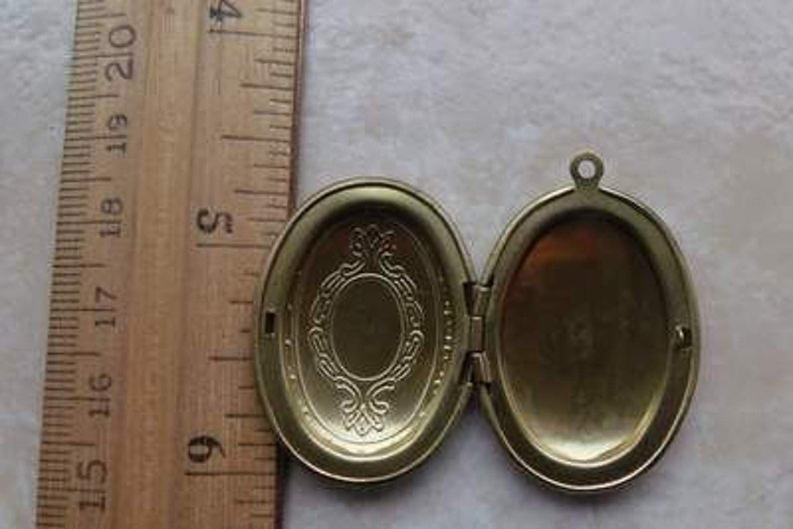 Brass Oval Etched Cameo Locket Oval