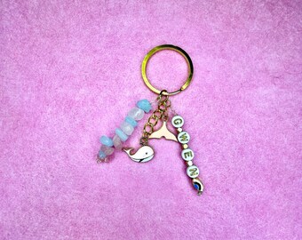 Personalised Crystal Keyring | Rose Quartz | Aquamarin| Morganite | Ametist | Rainbow |  Name | Keys | Charms | Spiritual | Evileye |