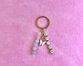 Personalised Crystal Keyring | Rose Quartz | Aquamarin| Morganite | Ametist | Rainbow |  Name | Keys | Charms | Spiritual | Evileye |