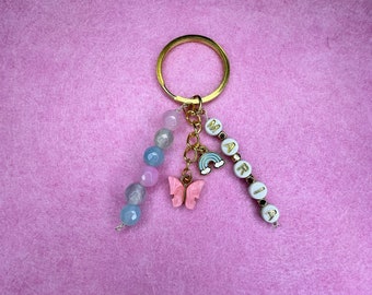 Personalised Crystal Keyring | Rose Quartz | Aquamarin| Morganite | Ametist | Rainbow |  Name | Keys | Charms | Spiritual | Evileye |