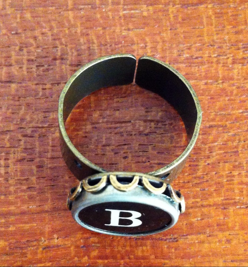 Initial ring typewriter key ring your initial in a bronze tone ring monogram ring custom made ring